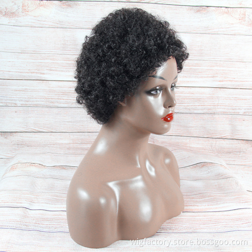 Fashion wholesale human machine made non lace human hair wigs, no chemical hair short afro wig